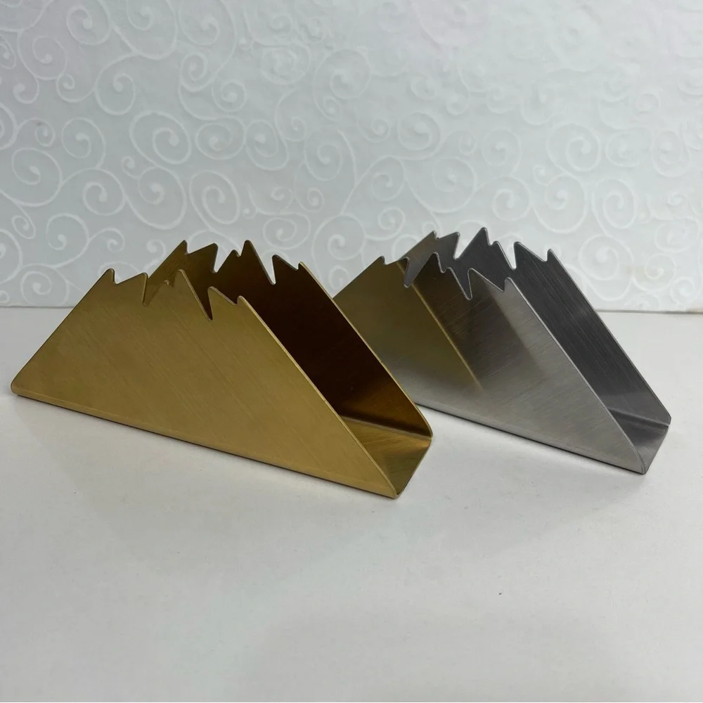 Lot of 2 Napkin triangle holder gold & silver tabletop stainless steel